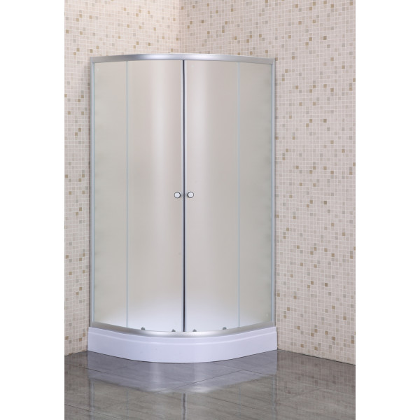 Душова кабіна з низьким піддоном Mixxus PLAIN SCT02-100x100x195-FB SATIN матове скло 4мм (MI6897)