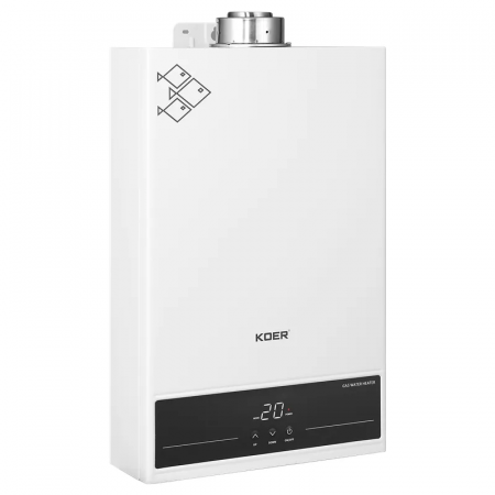 Газова колонка KOER KWH.G0312 TURBO WHITE турбована 12 л/хв, колір білий (KR5557)