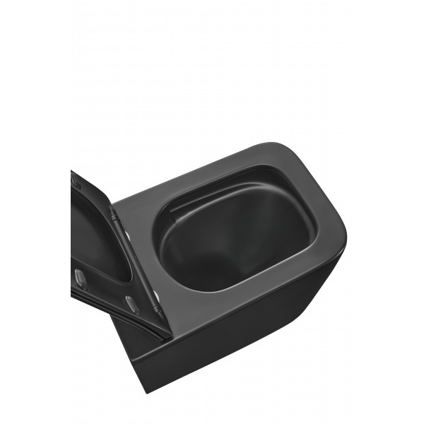 Унитаз подвесной Mixxus Premium QUADRO-0301-T3 BLACK 490х340х360mm, система смыва TORNADO 3.0 (MP6587)