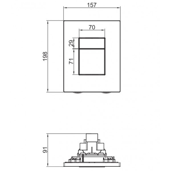 Панель змиву пластикова Koer KT-0607-12 157x198x3mm, кнопка квадратна (колір матове золото) (KR5715)