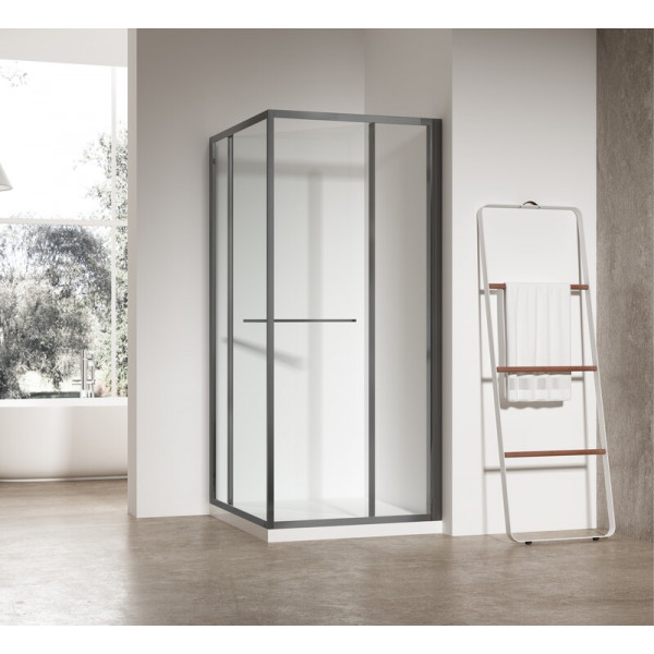 Душова кабіна без піддону Koer SR SC09-90x90x200-R-TR-07 прозоре скло Easy Clean 6мм Графіт (KR5772)