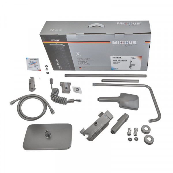 Душова колона зі змішувачем Mixxus Premium MARLIN 009-J GRAPHITE з кнопкою перемикання, 4 режими (MI6831)