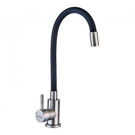 Смеситель для кухни с силиконовым изливом Champion SUS-011 Refl.Black (нерж. сталь) (CH0332)