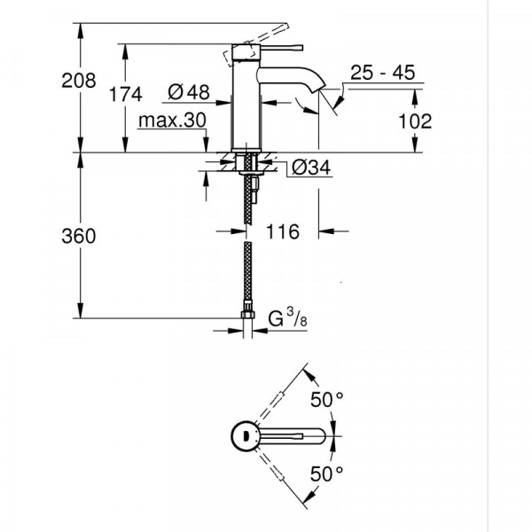 Змішувач одноважільний для раковини S-Size Grohe Essence (24172KF1)