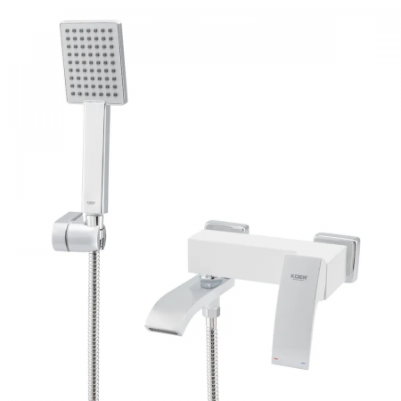 Смеситель для ванны Koer KB-41007-04 с коротким изливом (Цвет хром+белый) (KR5157)