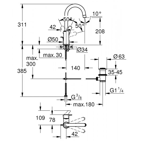 Смеситель для раковины L-размера Grohe Eurosmart New (23537003)