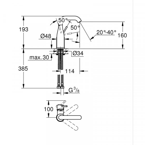 Змішувач одноважільний для раковини M-Size Grohe Essence (24176KF1)