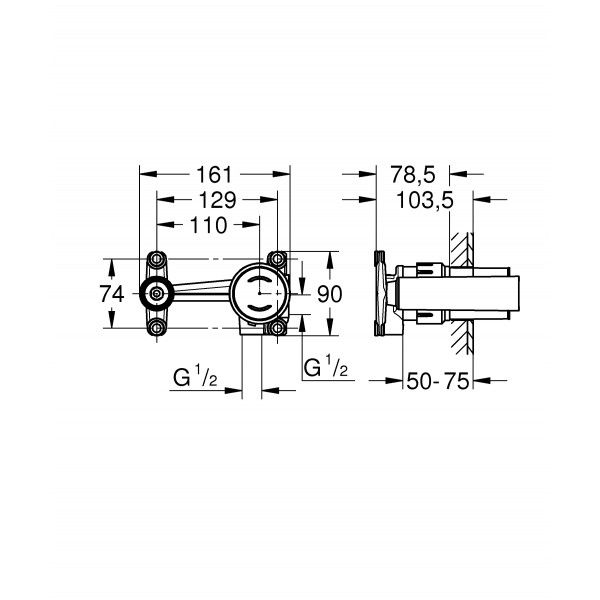 Скрытая часть смесителя для раковины с джойстиком Grohe Non Rapido OHM (23429000)
