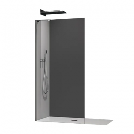 Душевая перегородка Koer SR SP02-100x200-TR-07 Walk-In прозрачное стекло Easy Clean 8мм, графит (KR5397)