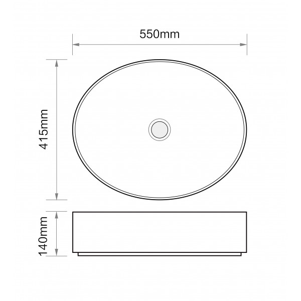 Раковина накладная MIXXUS PREMIUM ELLIPSE-0104 MARBLE 550х415х140mm (MP6554)