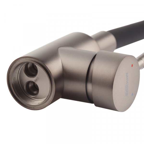 Смеситель для кухни Mixxus SEO-011-T Graphite Refl.Black из нерж.стали SUS304 (Цв.графит+сил.излив черный) (MI8434)
