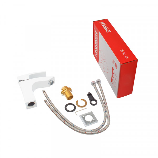 Змішувач для умивальника Koer KB-10007-04 (Колір хром+білий) (KR5149)