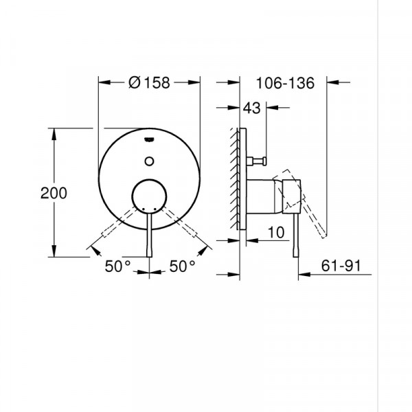 Однорычажный смеситель на 2 выхода Grohe Essence (24167001)