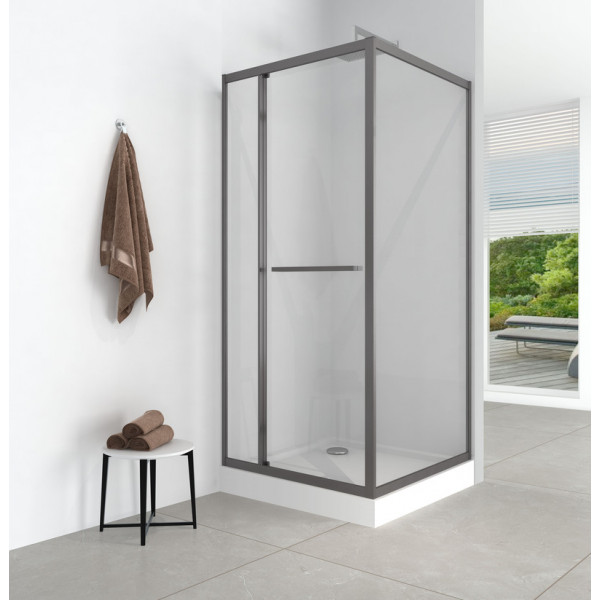 Душевая кабина с низким поддоном Mixxus Style SCT01-90x90x200-TR Graphite прозрачное стекло 6мм (MI8432)