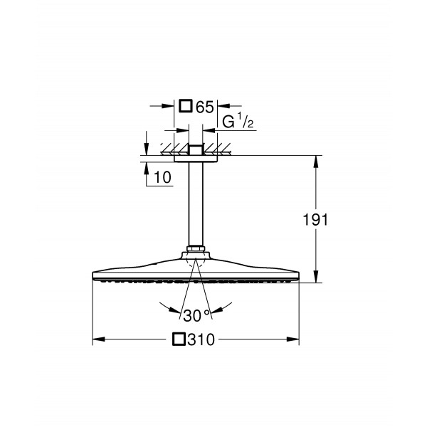 Верхний душ с кронштейном Grohe RSH 310 Mono Cube 142 мм, 1 режим (26566000)