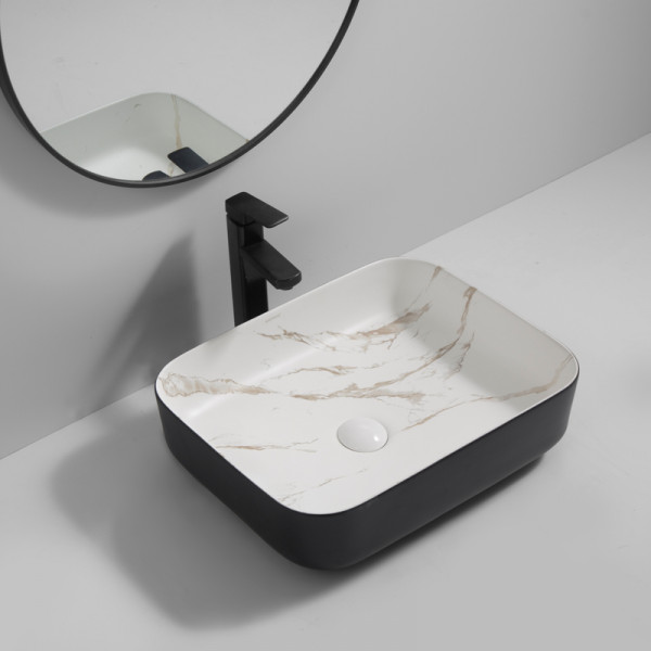 Раковина накладна MIXXUS PREMIUM DIVERSE-0110 MARBLE-BLACK 500х390х130mm (MP6517)