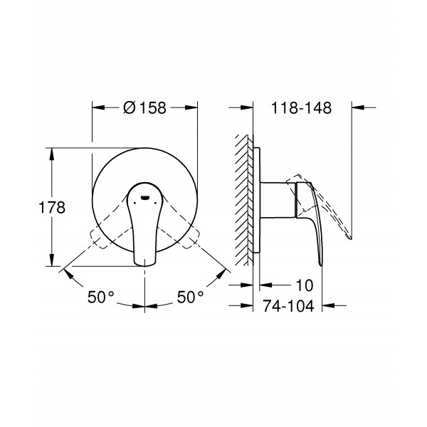 Смеситель скрытого монтажа для 1 потребителя Grohe Eurosmart New (24042003)