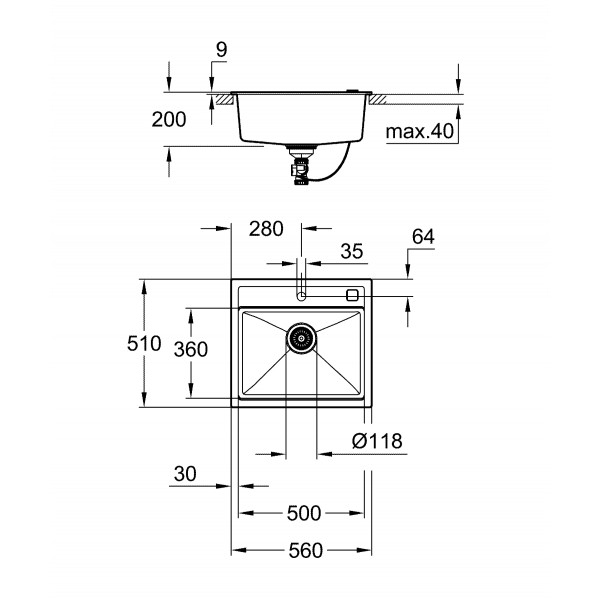 Композитная мойка для кухни Grohe K700 (31651AT0)