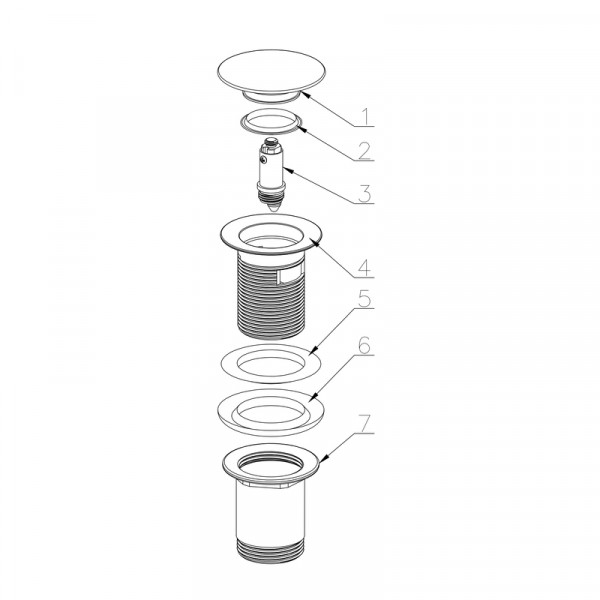 Донный клапан для раковины Koer PW-07-05 1 1/4'' с переливом автоматический СLICK-СLACK (Цвет черный) (KR5785)