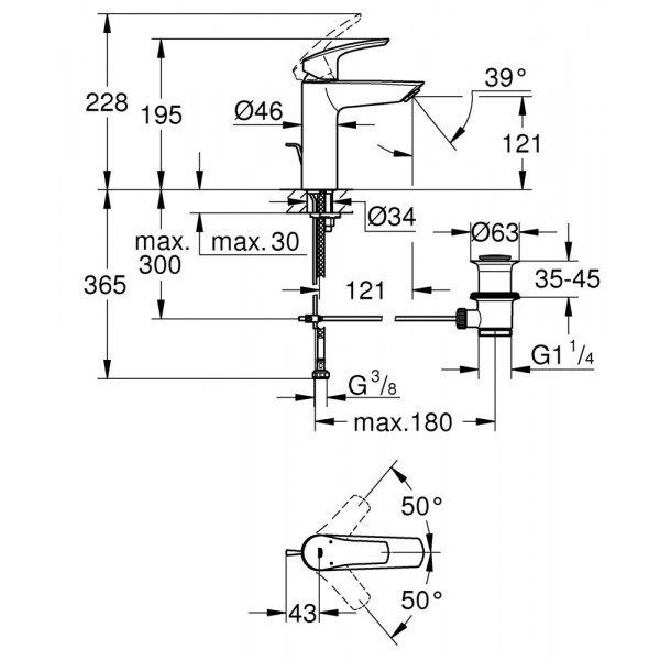 Змішувач для раковини M-розміру Grohe Eurosmart New (23322003)