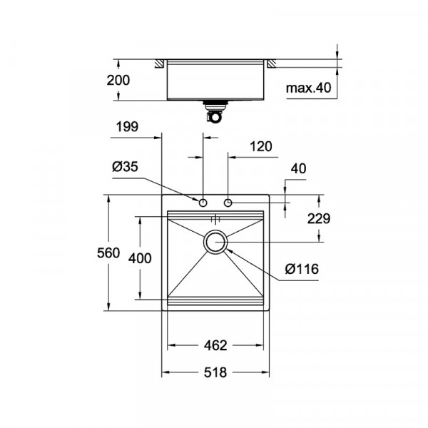 Кухонна мийка K800 (50 cm) Grohe EX-2 Sink (31583SD0)