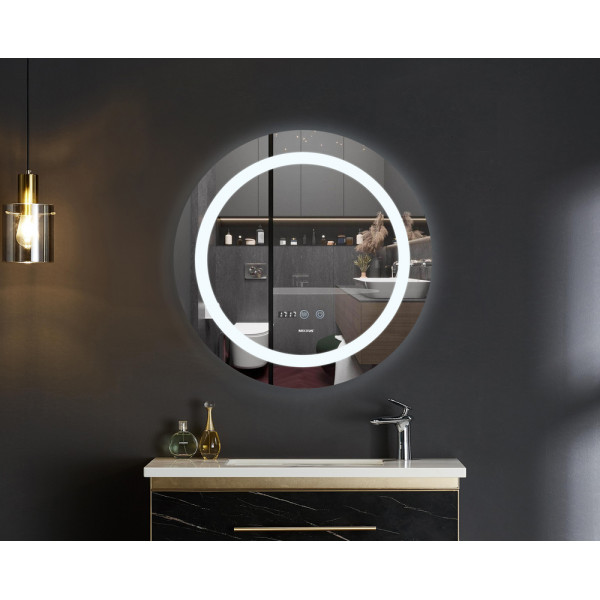 Дзеркало Mixxus PLAIN MC02-60-CASE з Led Touch, Anti-fog, димером, регулятором яскравості, годинником (MI6661)