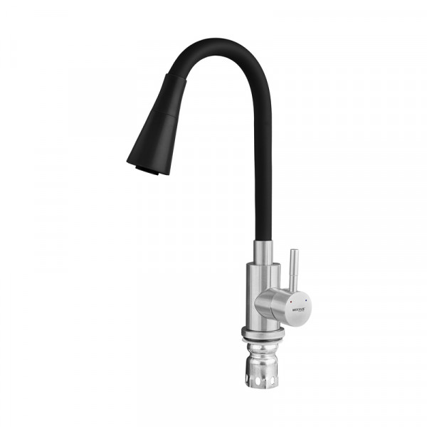 Смеситель для кухни MIXXUS SUS-011-T REFL.BLACK с силиконовым изливом из нерж. стали SUS304, излив черный (MI8226)