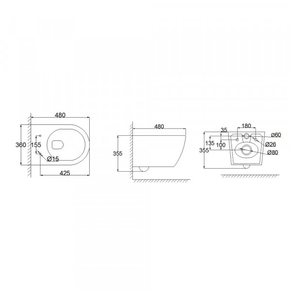 Унитаз подвесной Mixxus Ellipse-0310-T3 480х360х340mm система смыва Tornado 3.0 (MI8426)