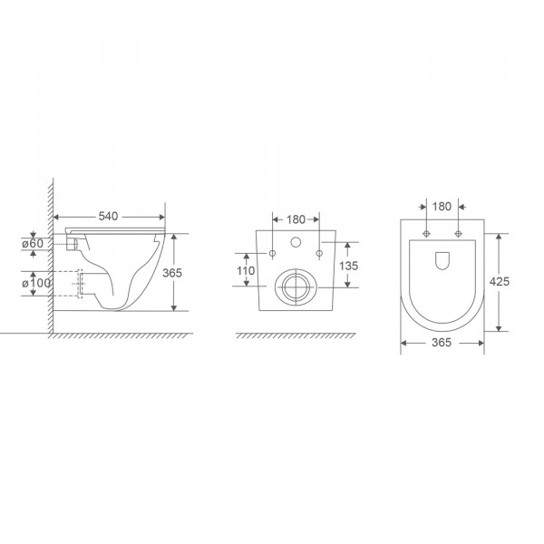 Унитаз подвесной Mixxus Premium Ellipse-0304-R 540x360x360mm, система смыва Rimless (MP6466)