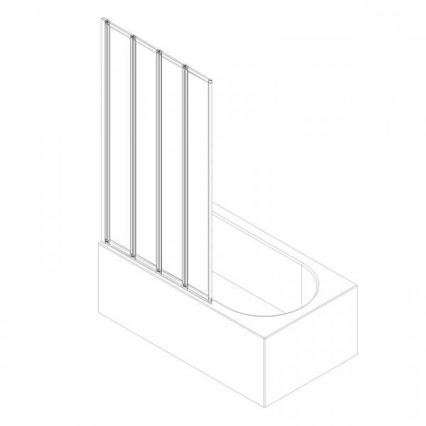 Шторки стеклянные на ванную складные Koer SR BS07-80x140-TR-01 прозрачное стекло Easy Clean 4мм, хром (KR5948)