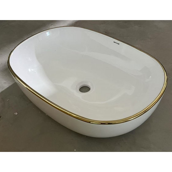 Раковина накладна Mixxus Premium ELLIPSE-0105 EDGE GOLD 600х400х150mm (MP6564)