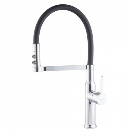 Змішувач для кухні MIXXUS PREMIUM PULL 017 REFL.BLACK (Колір хром+силік.вилив чорний) (MI8277)