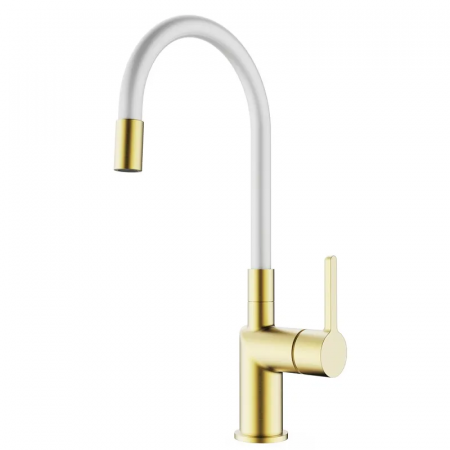 Смеситель для кухни Koer KB-70029-12 (Цвет матовое золото+сил.излив белый) (KR5958)