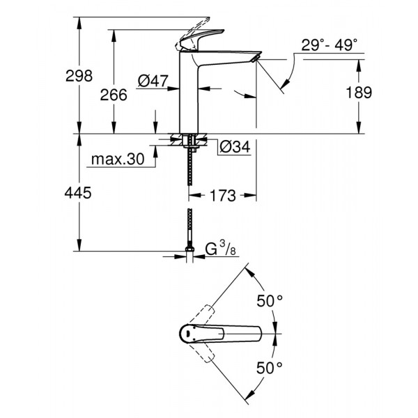 Змішувач на стільницю для раковини XL-розміру Grohe Eurosmart New (23971003)