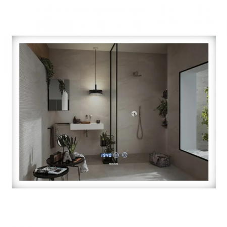 Зеркало Mixxus FLAT MR04-80x60 с Led Touch, Anti-fog, димером, регулятором яркости, часами (MI6928)