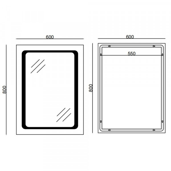 Дзеркало Mixxus TWEE MR09-80x60-Reverse з Led Touch, Anti-fog, димером, регулятором яскравості (MI6660)