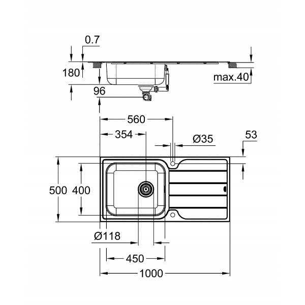 Мийка для кухні із нержавіючої сталі Grohe K500 (31563SD1)