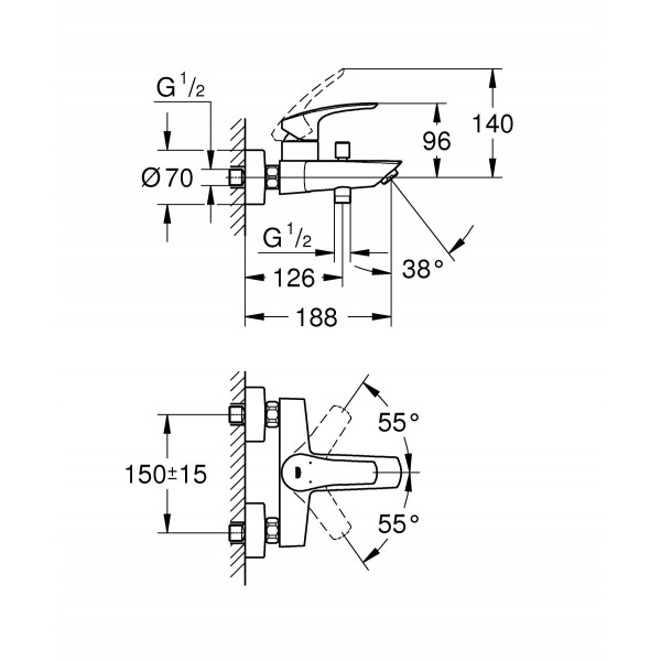 Смеситель для ванны Grohe Eurosmart (333002433)