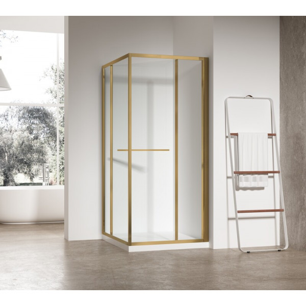 Душова кабіна без піддону Koer SR SC09-90x90x200-L-TR-12 прозоре скло Easy Clean 6мм Матове золото (KR5684)