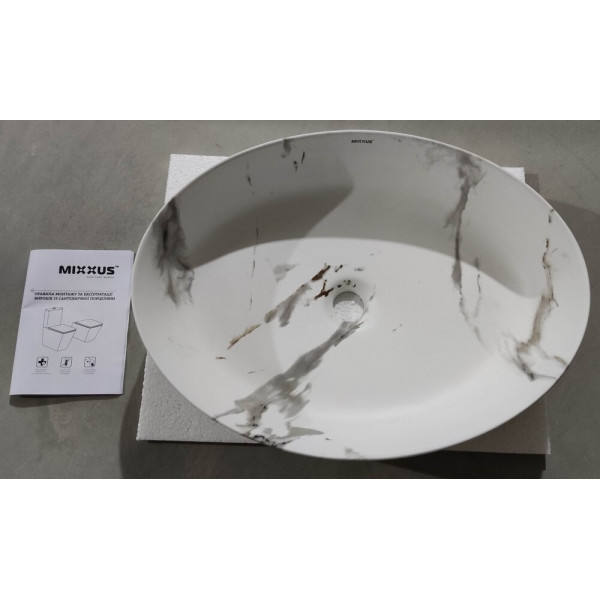 Раковина накладная MIXXUS PREMIUM ELLIPSE-0104 MARBLE 550х415х140mm (MP6554)