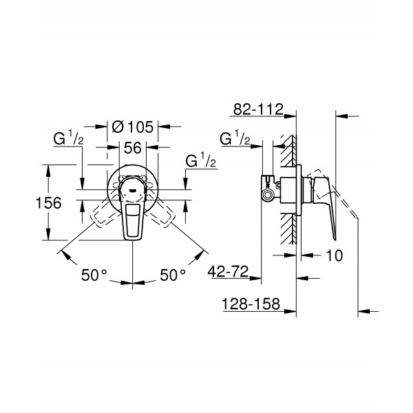 Смеситель скрытого монтажа для 1 потребителя Grohe BauLoop New (29042001)