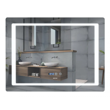 Зеркало Mixxus STYLE MR03-80x60 с Led Touch, Anti-fog, димером, регулятором яркости, часами (MI6005)