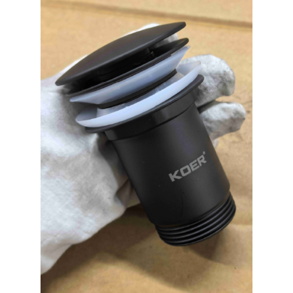 Донный клапан для раковины Koer PW-07-05 1 1/4'' с переливом автоматический СLICK-СLACK (Цвет черный) (KR5785)