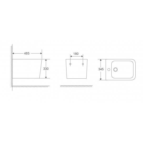 Биде подвесное Mixxus Premium Quadro-0501 485x345x325mm (MP6459)