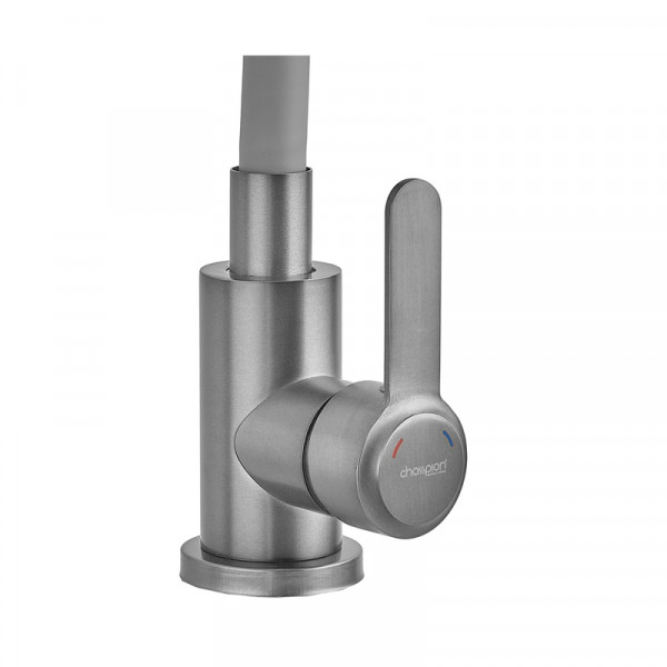Смеситель для кухни с силиконовым изливом Champion EZA-011 Graphite REFL.Gray из нерж.стали (излив серый) (CH6566)
