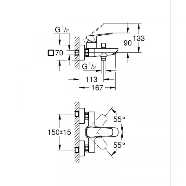 Набор смесителей для ванной Grohe Cubeo (UA125246M243)
