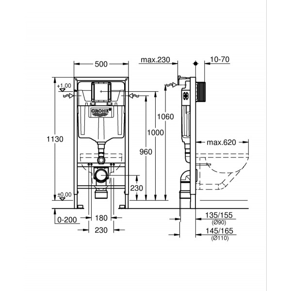 Комплект Grohe Set Унітаз QUADRO-0301-T3 + Інсталяція 38536001 + панель 38732000 (38536001QUADRO0301T3)