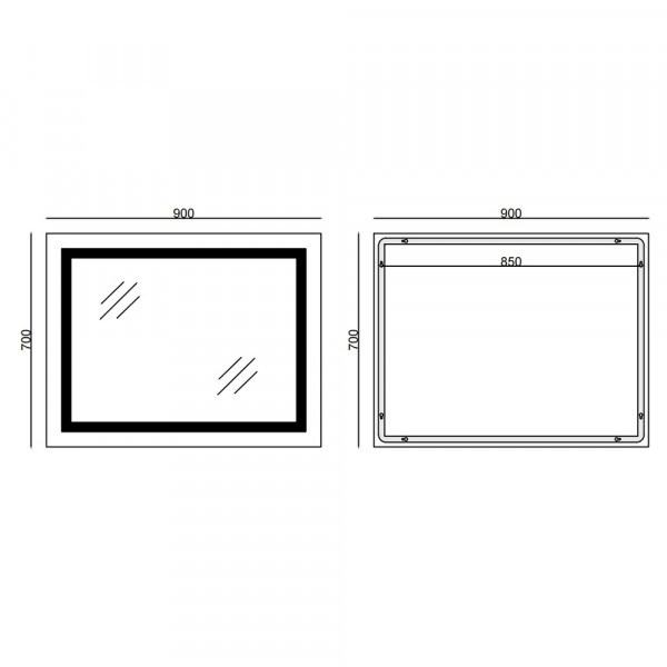 Дзеркало Mixxus WARM MR12-90x70-Reverse з Led Touch, Anti-fog, димером, регулятором яскравості (MI6675)