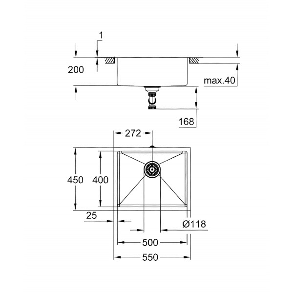 Мойка для кухни из нержавеющей стали Grohe K700U (31574SD1)