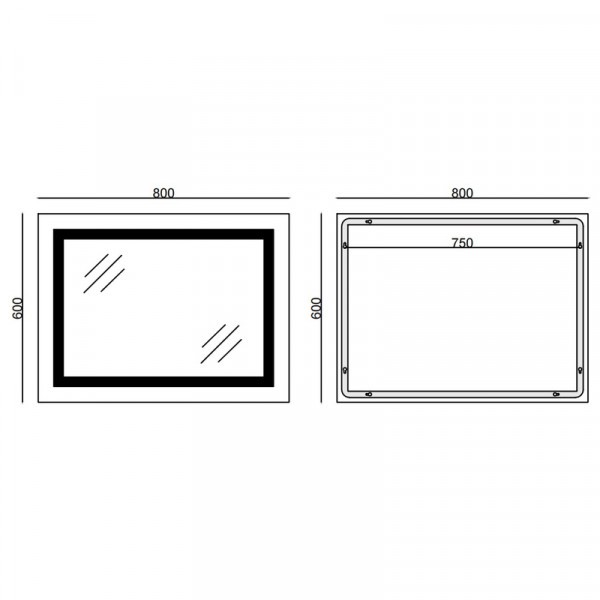 Дзеркало Mixxus STYLE MR03-80x60 з Led Touch, Anti-fog, димером, регулятором яскравості, годинником (MI6005)